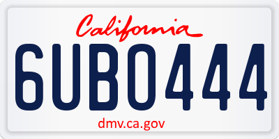 CA license plate 6UBO444
