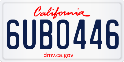 CA license plate 6UBO446