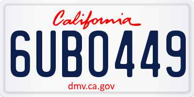 CA license plate 6UBO449