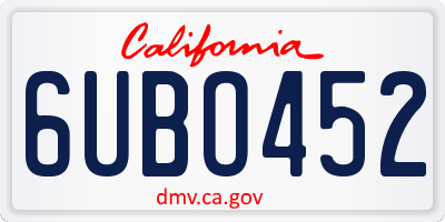 CA license plate 6UBO452