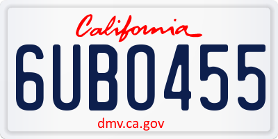 CA license plate 6UBO455