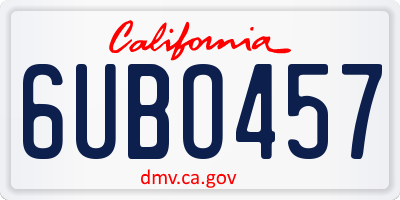 CA license plate 6UBO457
