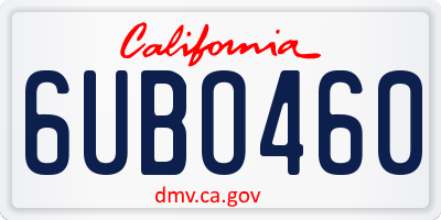 CA license plate 6UBO460