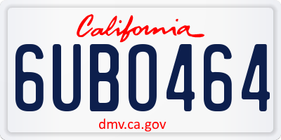 CA license plate 6UBO464