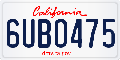 CA license plate 6UBO475