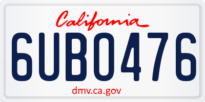 CA license plate 6UBO476