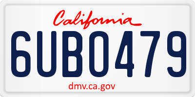 CA license plate 6UBO479