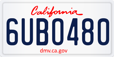 CA license plate 6UBO480