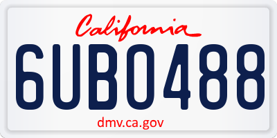 CA license plate 6UBO488