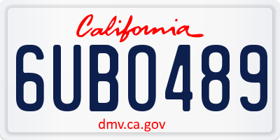 CA license plate 6UBO489