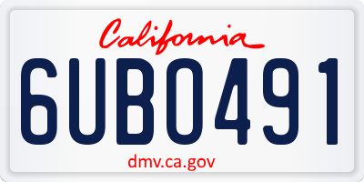 CA license plate 6UBO491