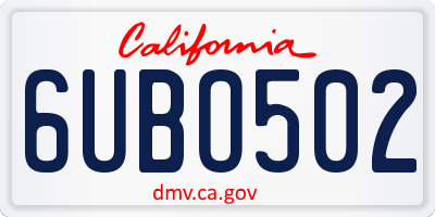 CA license plate 6UBO502