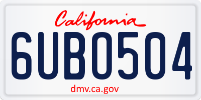 CA license plate 6UBO504