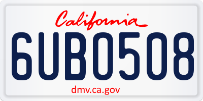 CA license plate 6UBO508