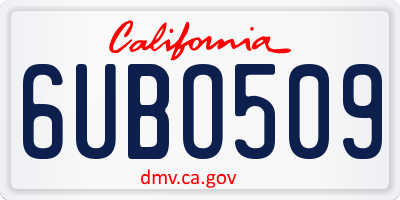 CA license plate 6UBO509