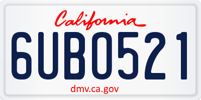 CA license plate 6UBO521