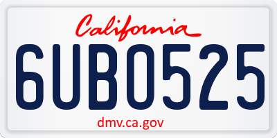 CA license plate 6UBO525