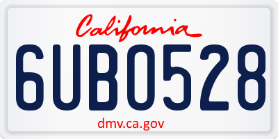 CA license plate 6UBO528
