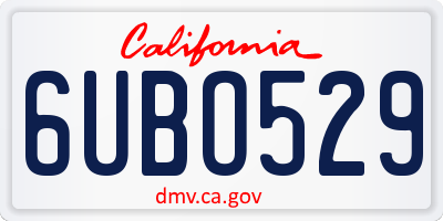 CA license plate 6UBO529