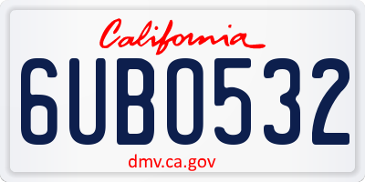 CA license plate 6UBO532