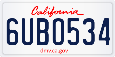 CA license plate 6UBO534