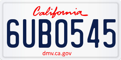CA license plate 6UBO545