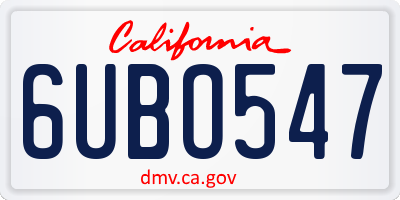 CA license plate 6UBO547