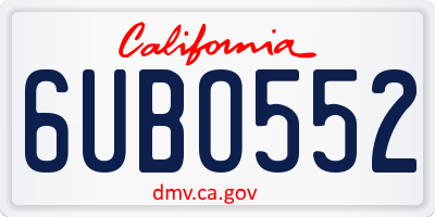 CA license plate 6UBO552