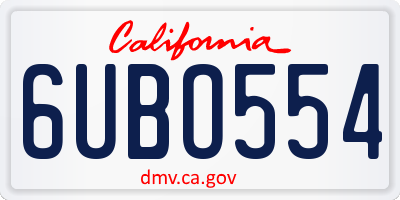 CA license plate 6UBO554