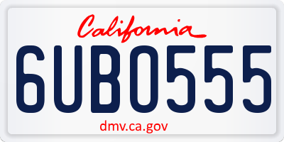 CA license plate 6UBO555