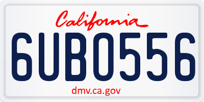 CA license plate 6UBO556