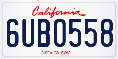 CA license plate 6UBO558