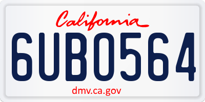 CA license plate 6UBO564