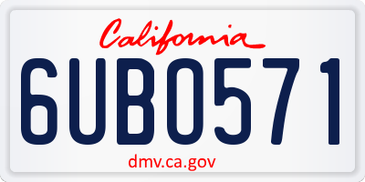 CA license plate 6UBO571