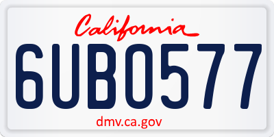 CA license plate 6UBO577