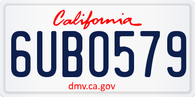 CA license plate 6UBO579