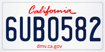 CA license plate 6UBO582