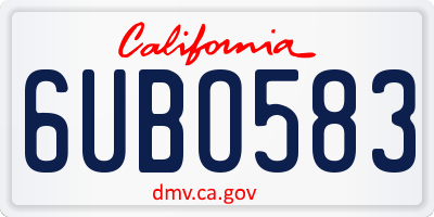 CA license plate 6UBO583