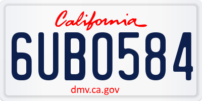 CA license plate 6UBO584