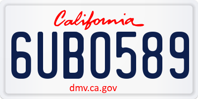 CA license plate 6UBO589