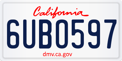 CA license plate 6UBO597
