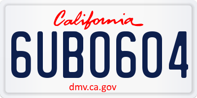 CA license plate 6UBO604