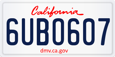 CA license plate 6UBO607