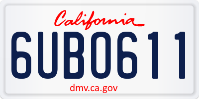 CA license plate 6UBO611