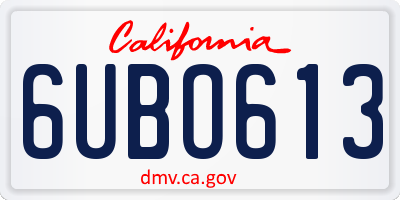 CA license plate 6UBO613
