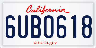 CA license plate 6UBO618