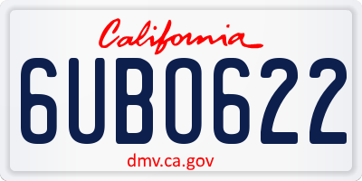 CA license plate 6UBO622