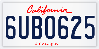 CA license plate 6UBO625