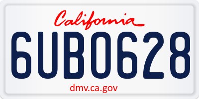 CA license plate 6UBO628