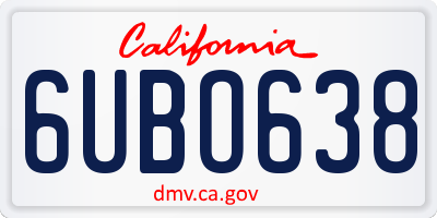 CA license plate 6UBO638